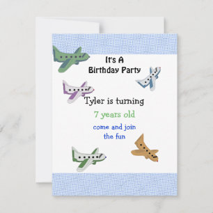 Airplanes Birthday Invitation Kaart