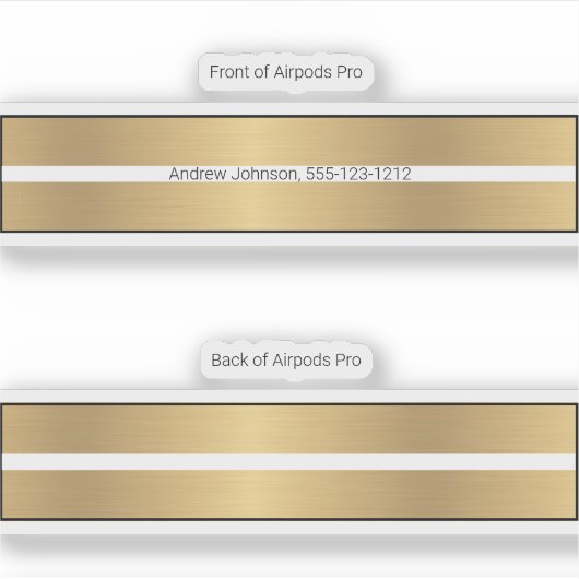 AirPods Pro Hoesje decoratieve skin - Goud (Voorkant)