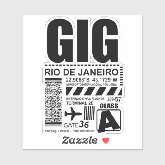 Airport Rio de Janeiro GIG Sticker (Vel)