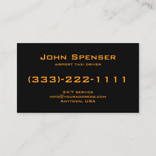 Airport Taxi Service Visitekaartje (Achterkant)