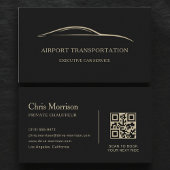 Airport Transportation QR Code Black & Gold Visitekaartje