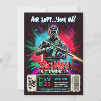Airsoft Birthday Invitation | Action-Packed Invite Kaart