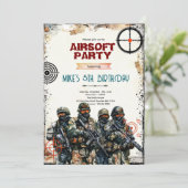 Airsoft Feest Uitnodiging (Staand voorkant)