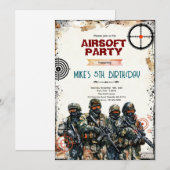 Airsoft Feest Uitnodiging (Voorkant / Achterkant)
