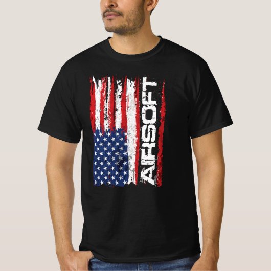 Airsoft Grunge USA Flag T-shirt (Voorkant)