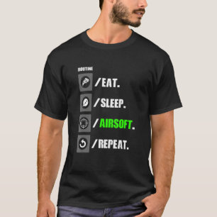 Airsoft Routine I Eat Sleep Herhaal I Target Faden T-shirt