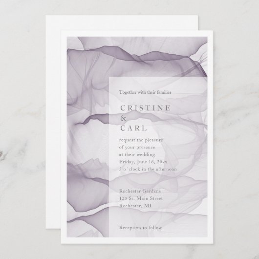 Airy and light bruiloft-uitnodiging kaart (Voorkant / Achterkant)