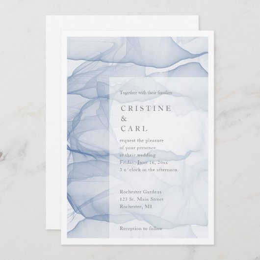 Airy and light bruiloft-uitnodiging kaart (Voorkant / Achterkant)