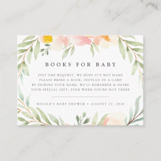 Airy Bloemboek Verzoek Baby shower Kaart (Voorkant)