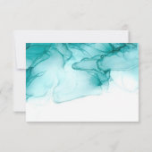 Airy Blue Turquoise Waterverf blauwgroen goudbruil RSVP Kaartje (Achterkant)