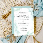 Airy Blue Turquoise Waterverf Wedding Modern Kaart