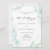 Airy Blue Turquoise Waterverf Wedding Modern Kaart (Voorkant)
