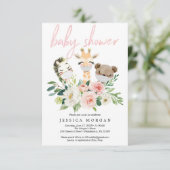 Airy Blush Animals Baby shower uitnodiging (Staand voorkant)