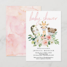 Airy Blush Animals Baby shower uitnodiging