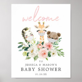 Airy Blush Animals Baby shower Welkomstteken Poster