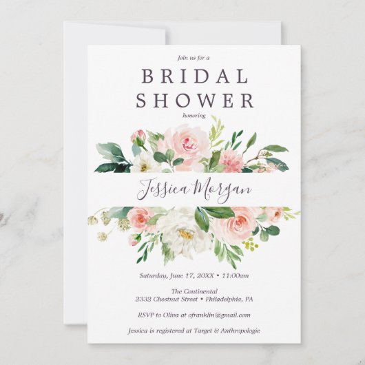 Airy Blush Bruids Douche Uitnodigingen Kaart (Voorkant)