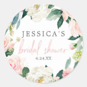 Airy Blush Floral Vrijgezellenfeest Favor Stickers (Voorkant)