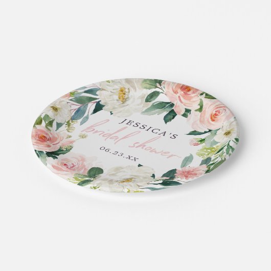 Airy Blush Floral Vrijgezellenfeest Paper Bord (Gekanteld)