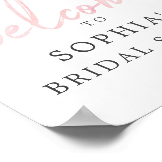 Airy Blush Floral Vrijgezellenfeest Welcome Sign Poster (Hoek)