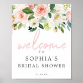 Airy Blush Floral Vrijgezellenfeest Welcome Sign Poster (Voorkant)