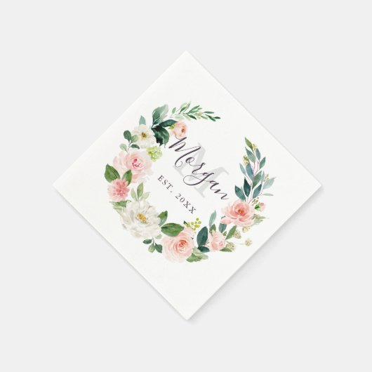Airy Blush Monogram Trouwservet Opgericht Servet (Hoek)