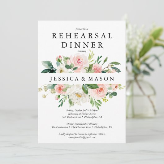 Airy Blush repesal Dinner Invitation Kaart (Staand voorkant)