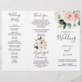 Airy Blush Tri-Fold Wedding Programme Flyer (Voorkant)
