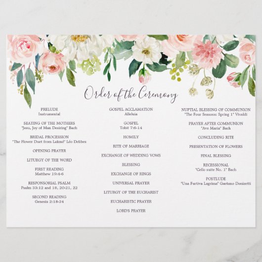 Airy Blush Tri-Fold Wedding Programme Flyer (Achterkant)