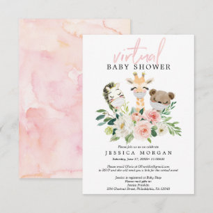 Airy Blush Virtual Baby shower Invitation Kaart