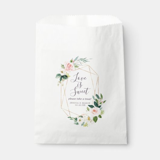 Airy Blush Wedding Favor Bag Love is Sweet Bedankzakje (Voorkant)