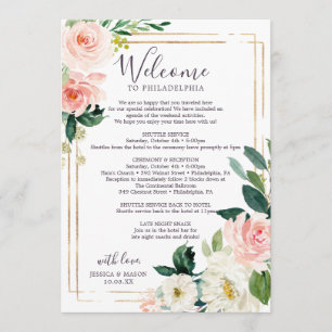 Airy Blush Wedding Itinerary - Weddenschap Welkom Programmakaart