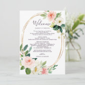 Airy Blush Wedding Itinerary - Weddenschap Welkom Programmakaart (Staand voorkant)