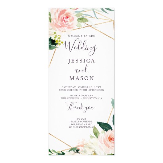Airy Blush Wedding Programme - Ceremony Programme Reclamekaart (Voorkant)