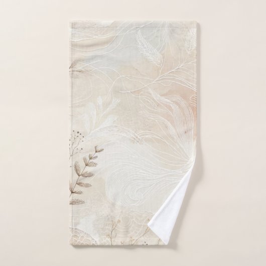 Airy Bohemian Botanical Floral String Art Design Bad Handdoek (Handdoek)
