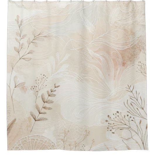 Airy Bohemian Botanical Floral String Art Design Douchegordijn (Voorkant)