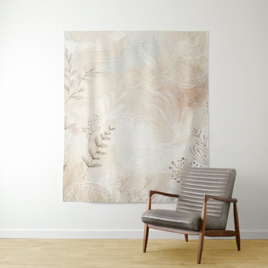 Airy Bohemian Botanical Floral String Art Design Wandkleed (In situ)