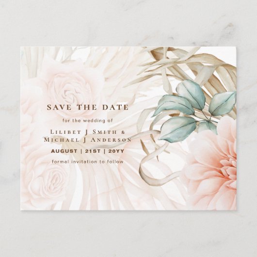 Airy BOHO Pampas Grass Light Peach Weddenschap Briefkaart (Voorkant)