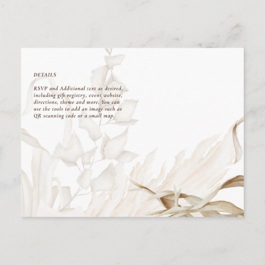 Airy BOHO Pampas Grass Light Peach Weddenschap Briefkaart (Achterkant)