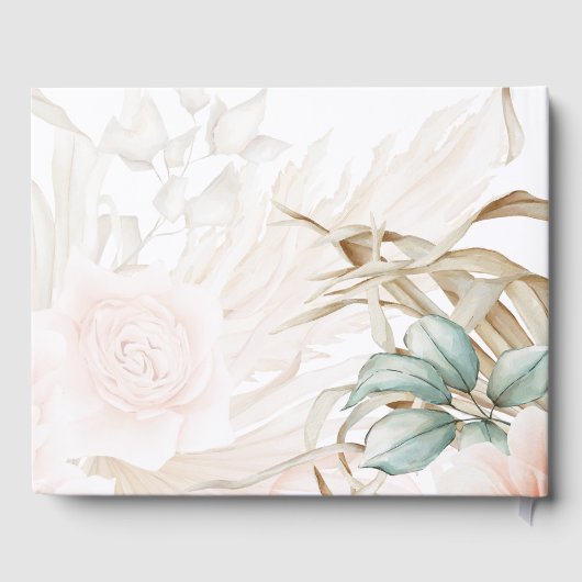 Airy BOHO Pampas Grass Light Peach Weddenschap Gastenboek (Achterkant)