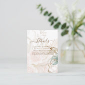 Airy BOHO Pampas Grass Light Peach Weddenschap Informatiekaartje (Staand voorkant)