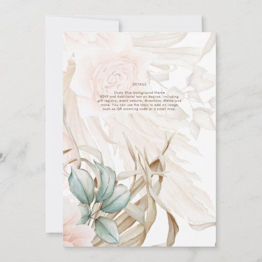 Airy BOHO Pampas Grass Light Peach Weddenschap Kaart (Achterkant)