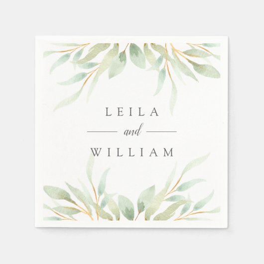 Airy Botanical | Aangepaste bruiloft Servet (Voorkant)