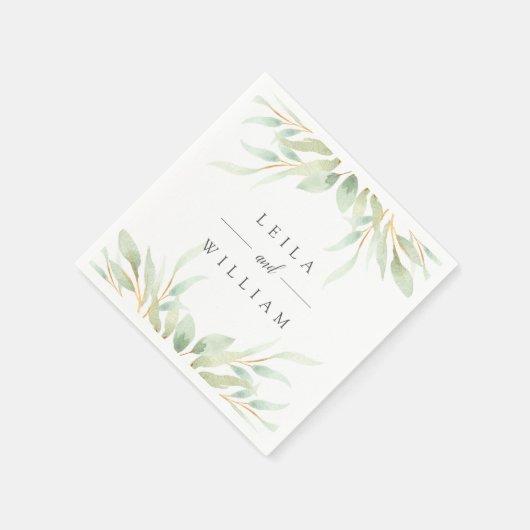 Airy Botanical | Aangepaste bruiloft Servet (Hoek)