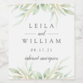 Airy Botanical | Aangepaste bruiloft Wijn Etiket (Enkel label)