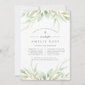Airy Botanical Baptism of Christening Invitation Kaart (Voorkant)