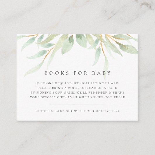 Airy Botanical Book Request Baby shower Kaart (Voorkant)