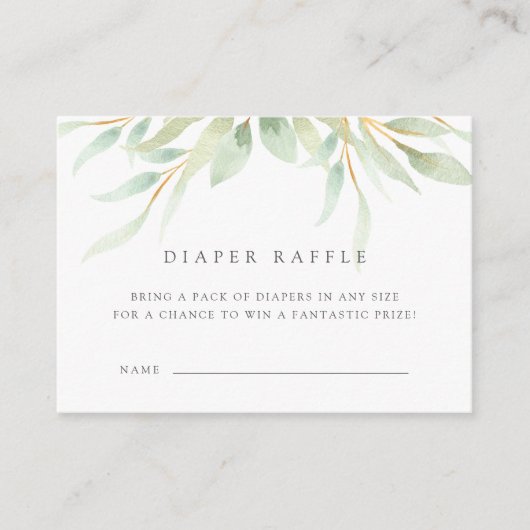 Airy Botanical Diaper Raffle Ticket Kaarten (Voorkant)