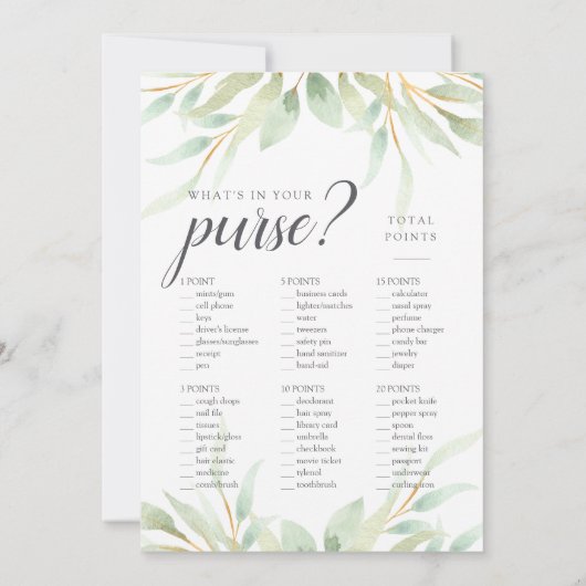 Airy Botanical dubbelzijdig Vrijgezellenfeest Game Kaart (Achterkant)