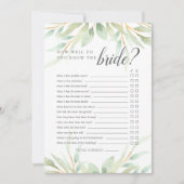 Airy Botanical dubbelzijdig Vrijgezellenfeest Game Kaart (Voorkant)