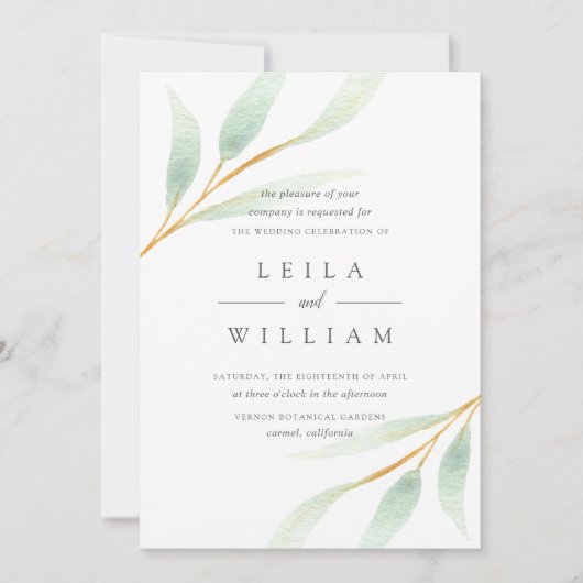 Airy Botanical | huwelijksuitnodiging Kaart (Voorkant)